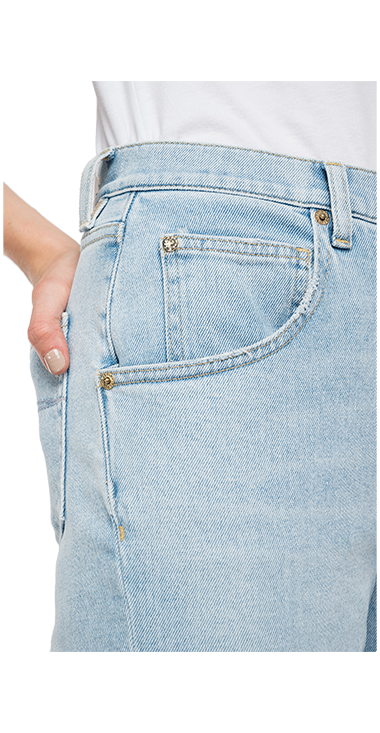 11 OZ DEEP BLUEクロップハイウエストテーパードフィットデニム ZANHA 詳細画像